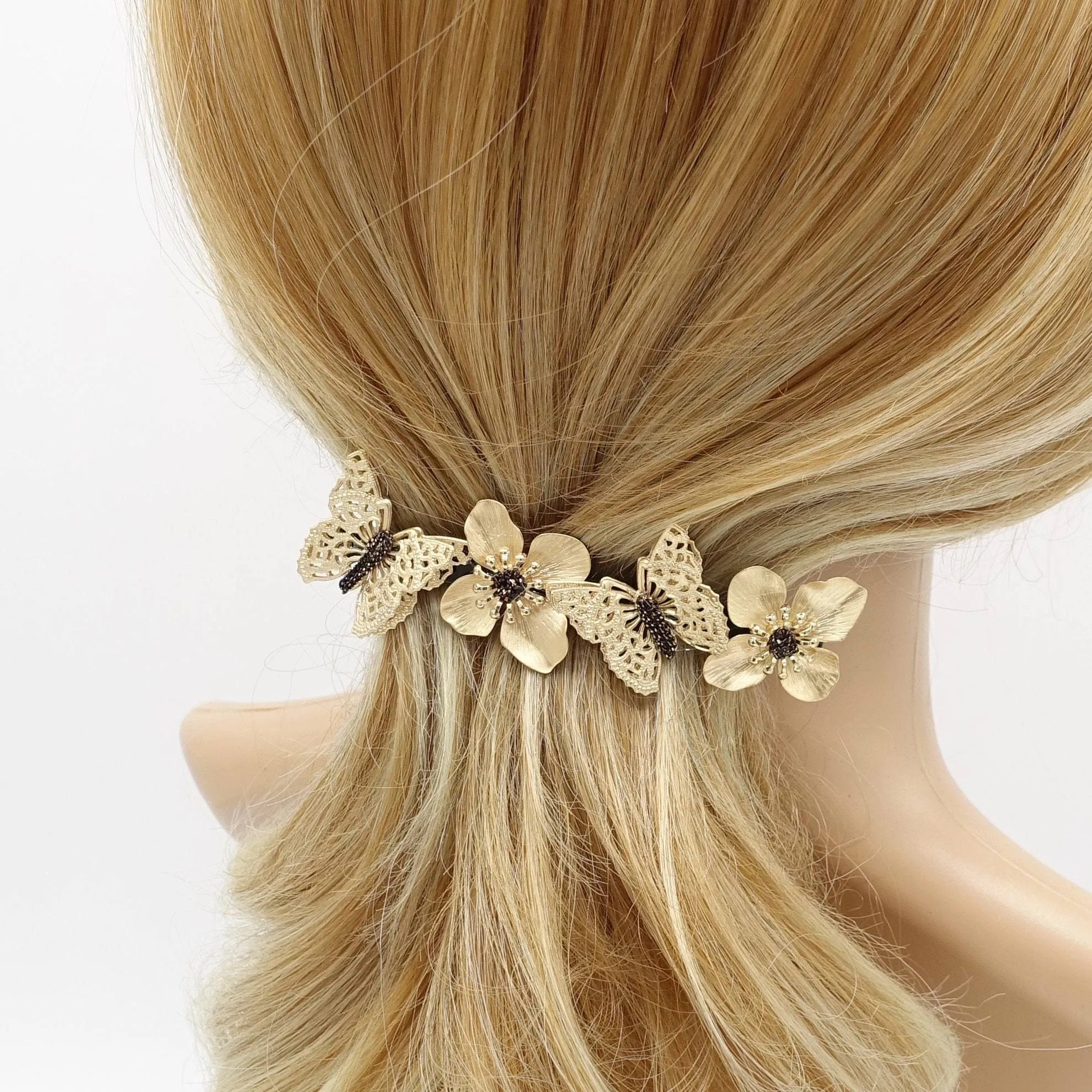 flower butterfly metal  hair barrette