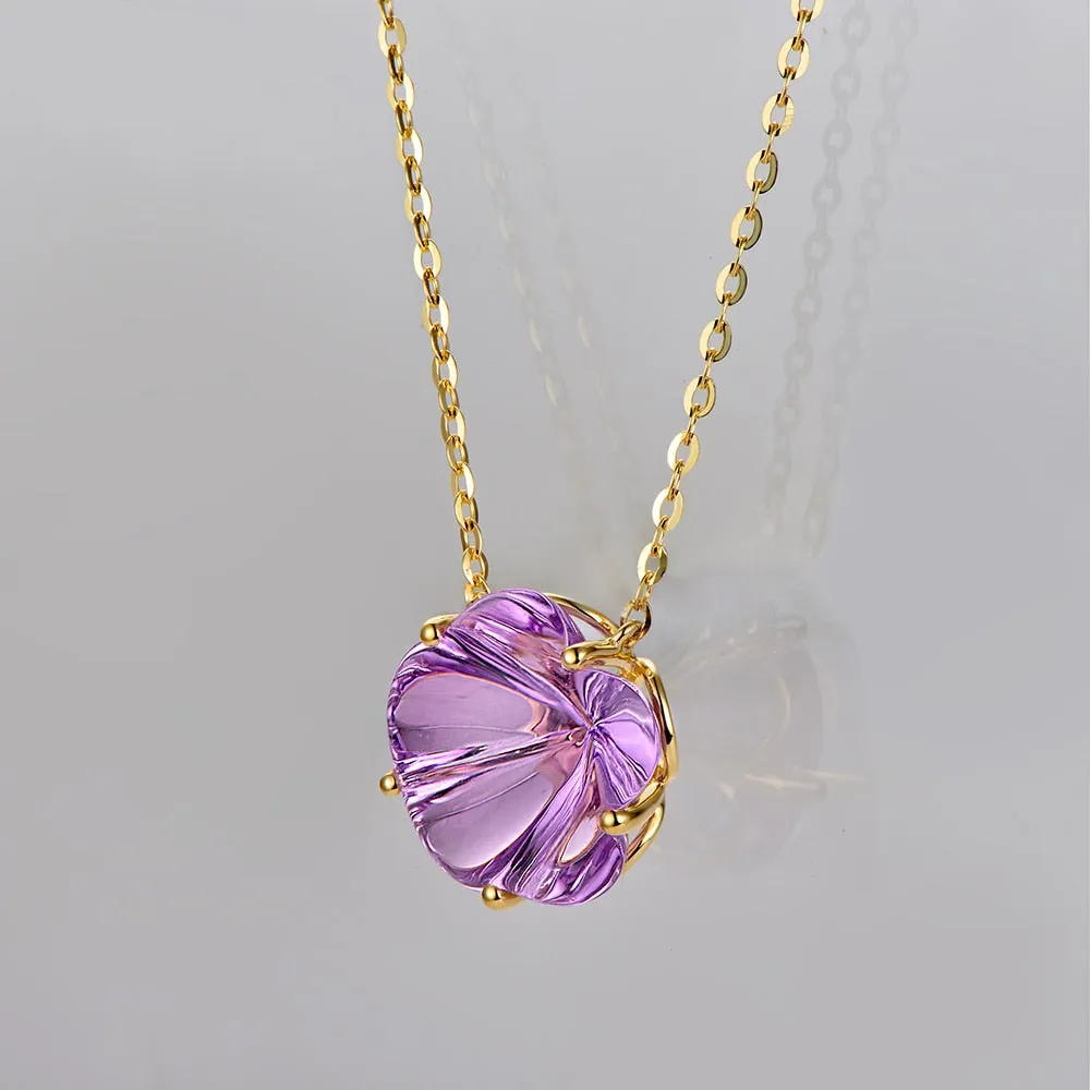 Flower Shape 9.26ct Amethyst 14kt Gold Necklace