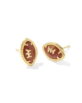 FOOTBALL STUD EARRINGS - GOLD ORANGE GOLDSTONE