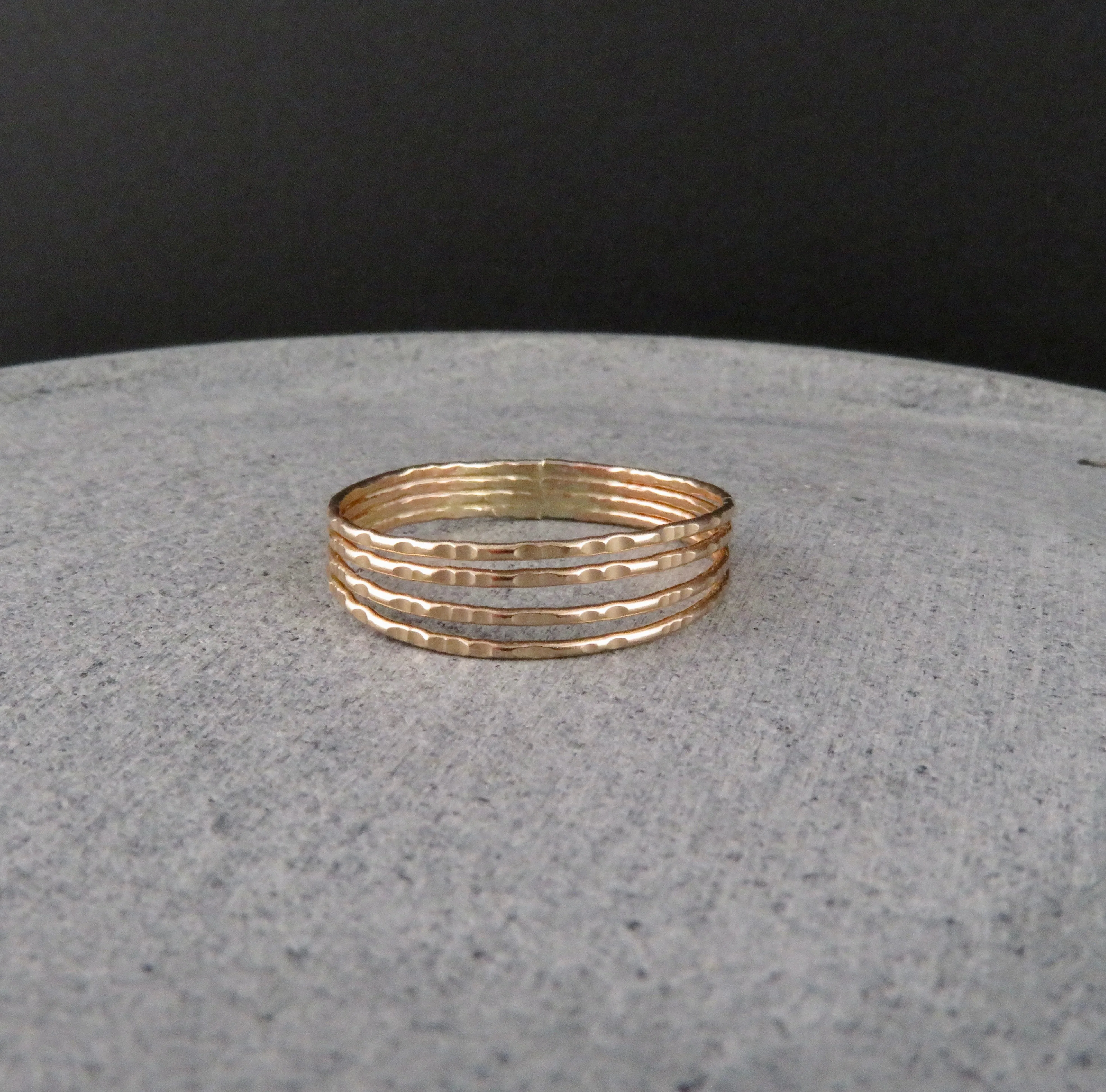 Four Strand Hammered Gold Ring