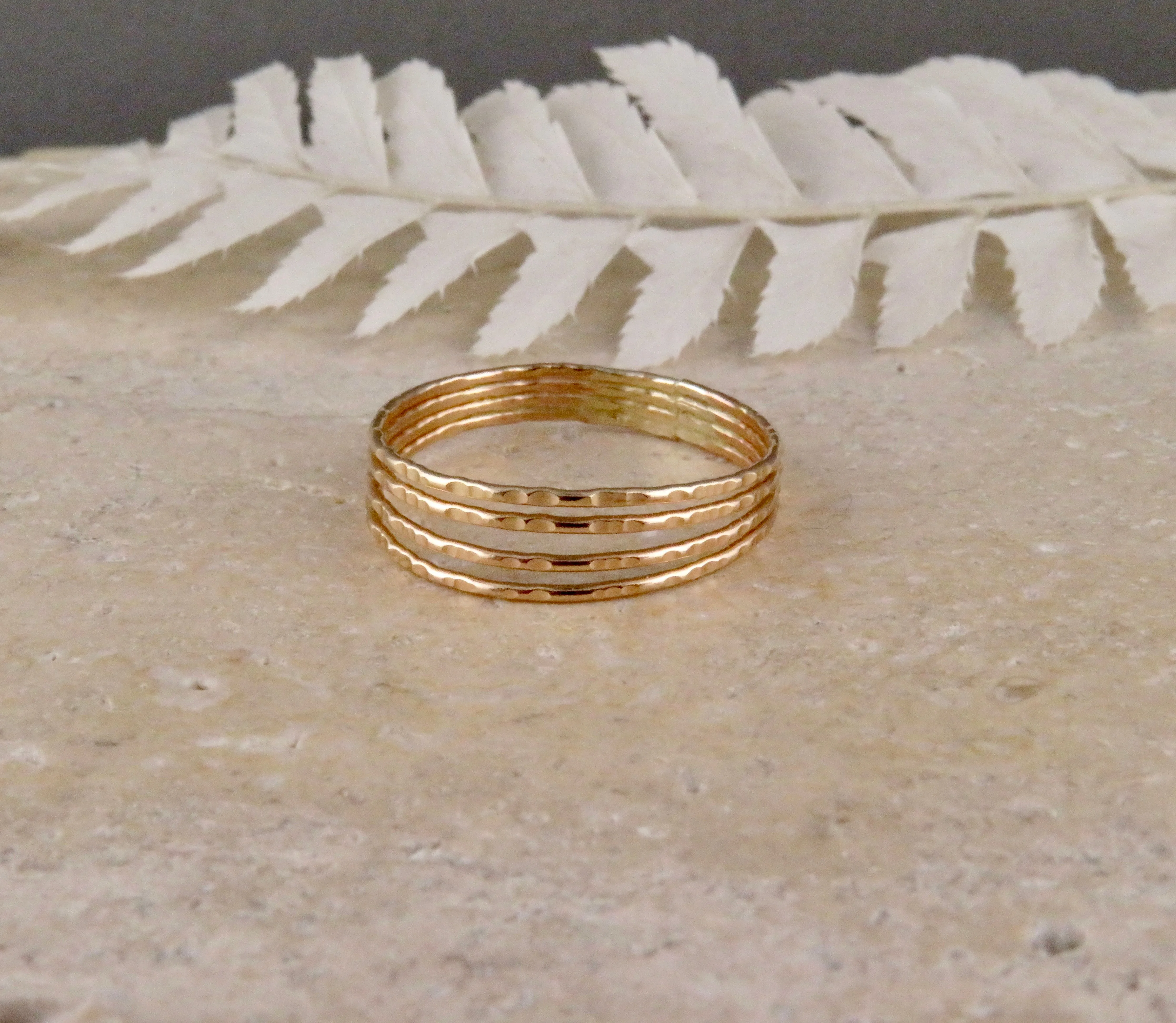 Four Strand Hammered Gold Ring