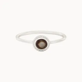 full moon dark mother of pearl ring silver