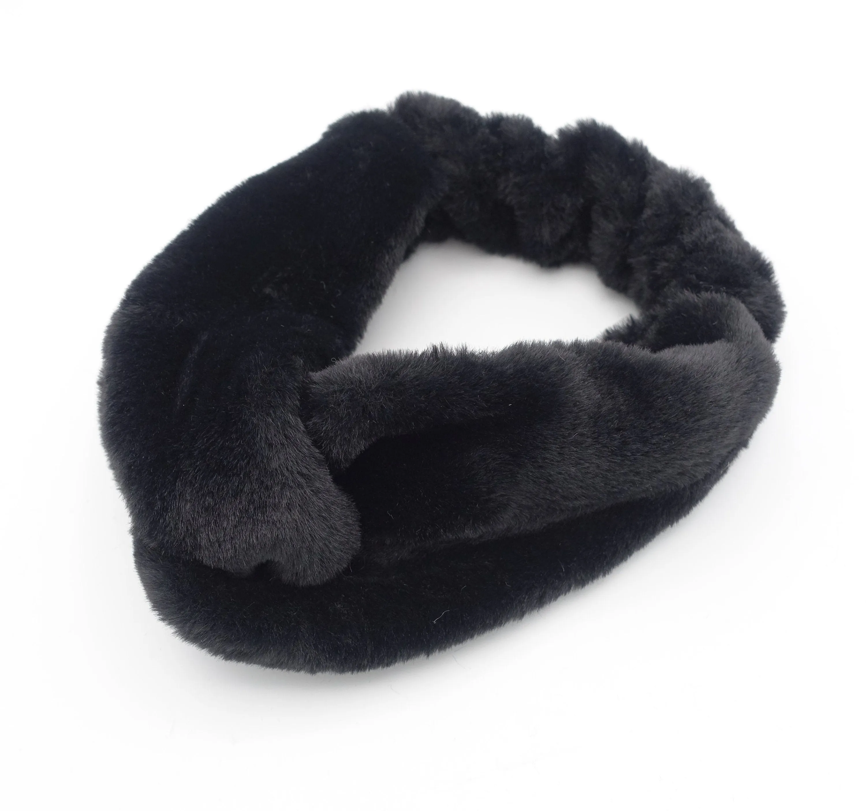 fur cross headband fabric hair hairband soft winter hair turban