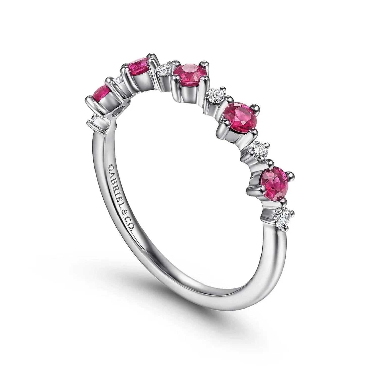 Gabriel & Co. Ruby & Diamond Five Stone Band