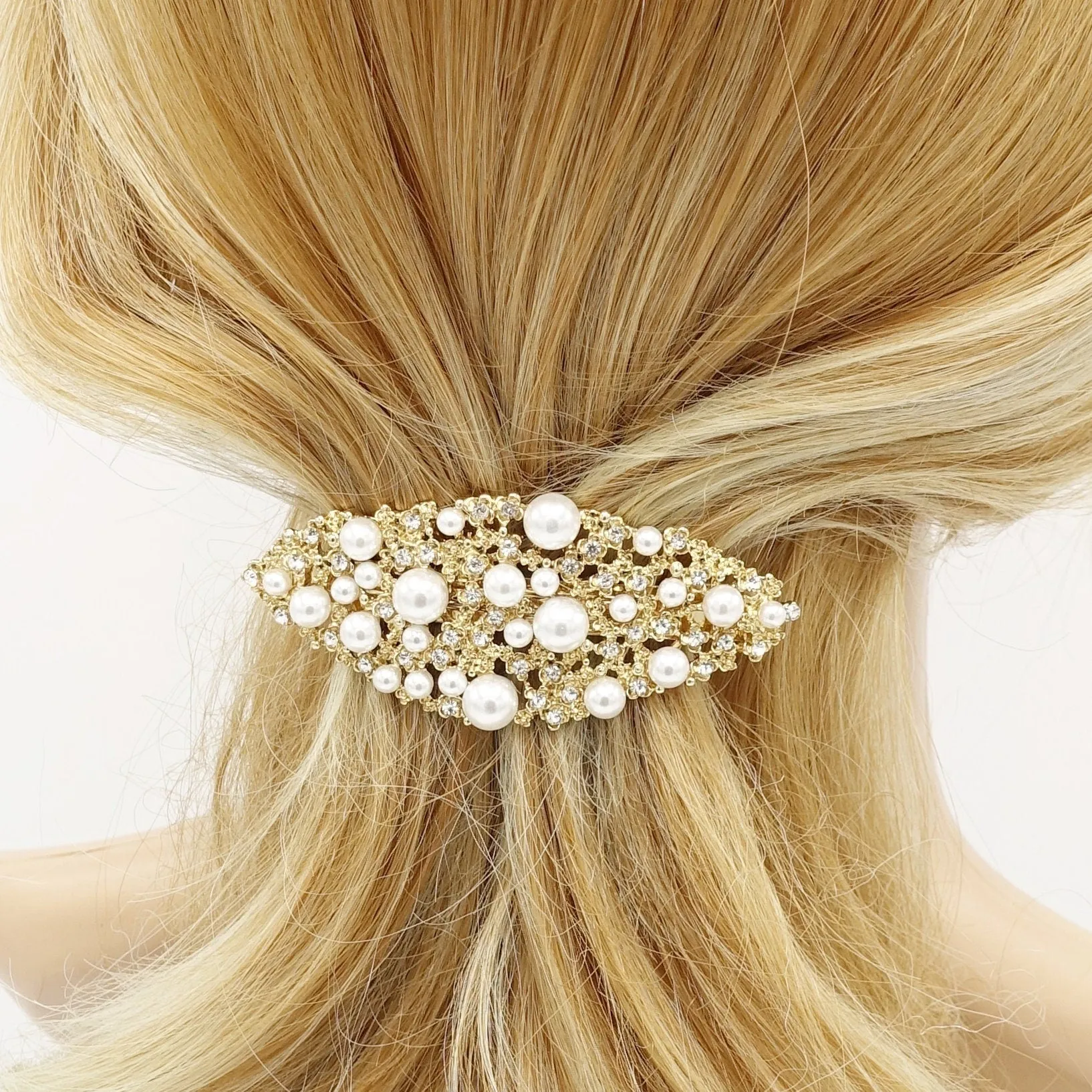 galaxy pearl rhinestone hair barrette