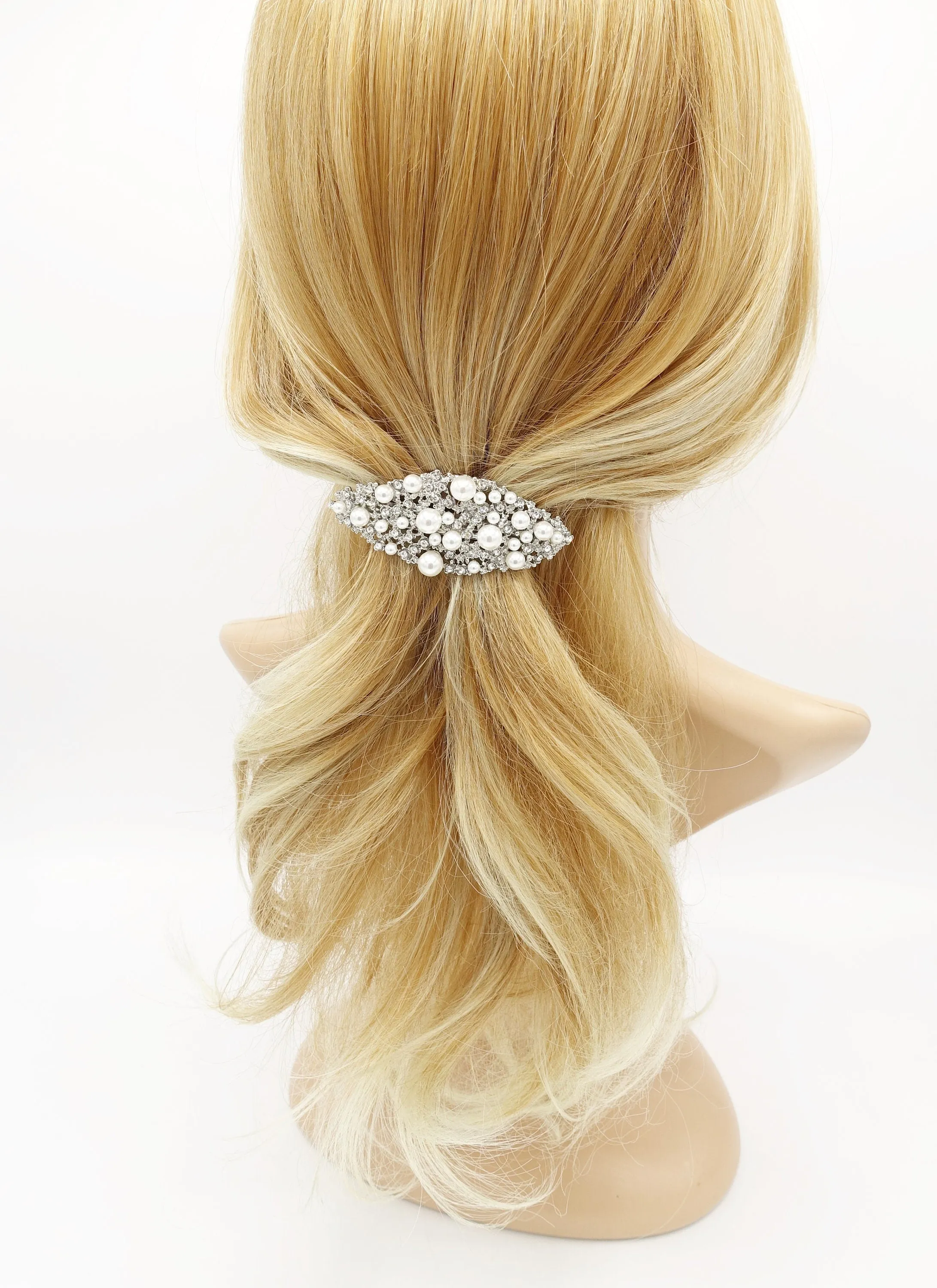 galaxy pearl rhinestone hair barrette