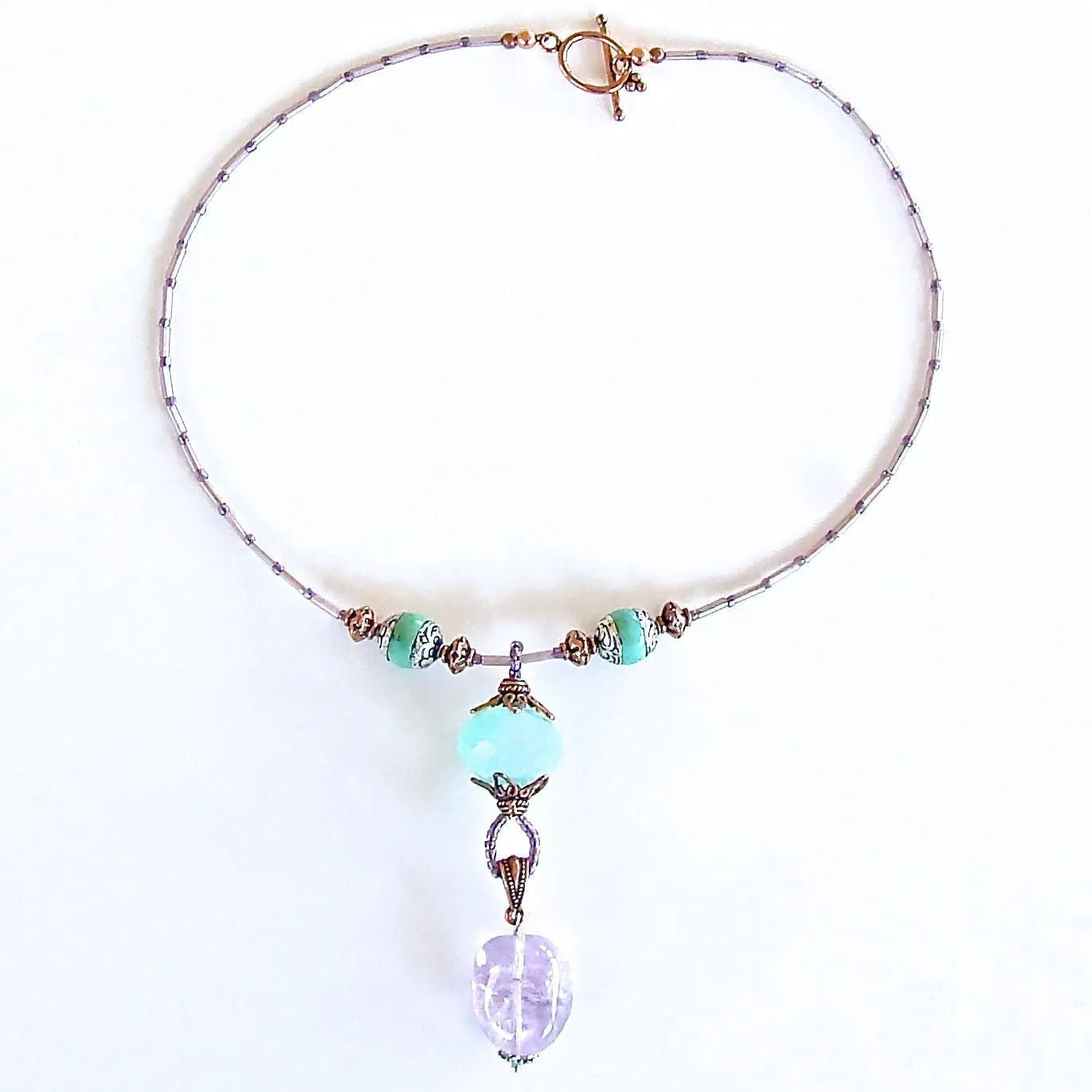 Gema: Aqua Chalcedony Pendant Necklace