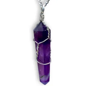 Gemstone Double Point Pendant Necklace