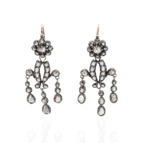 Georgian 15kt/Sterling   Rose Cut Diamond Day-to-Night Earrings 2.5ctw