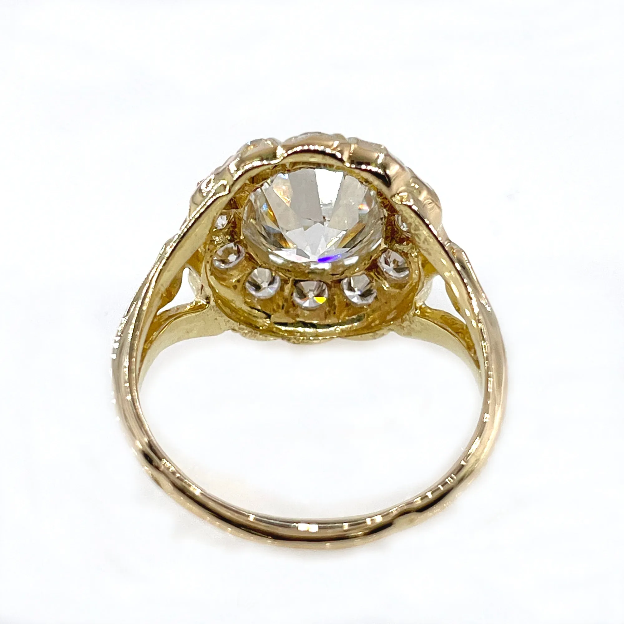 GIA Antique 3.27CT Victorian Vintage Cocktail Cluster Wedding Engagement Ring