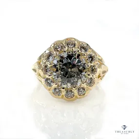 GIA Antique 3.27CT Victorian Vintage Cocktail Cluster Wedding Engagement Ring