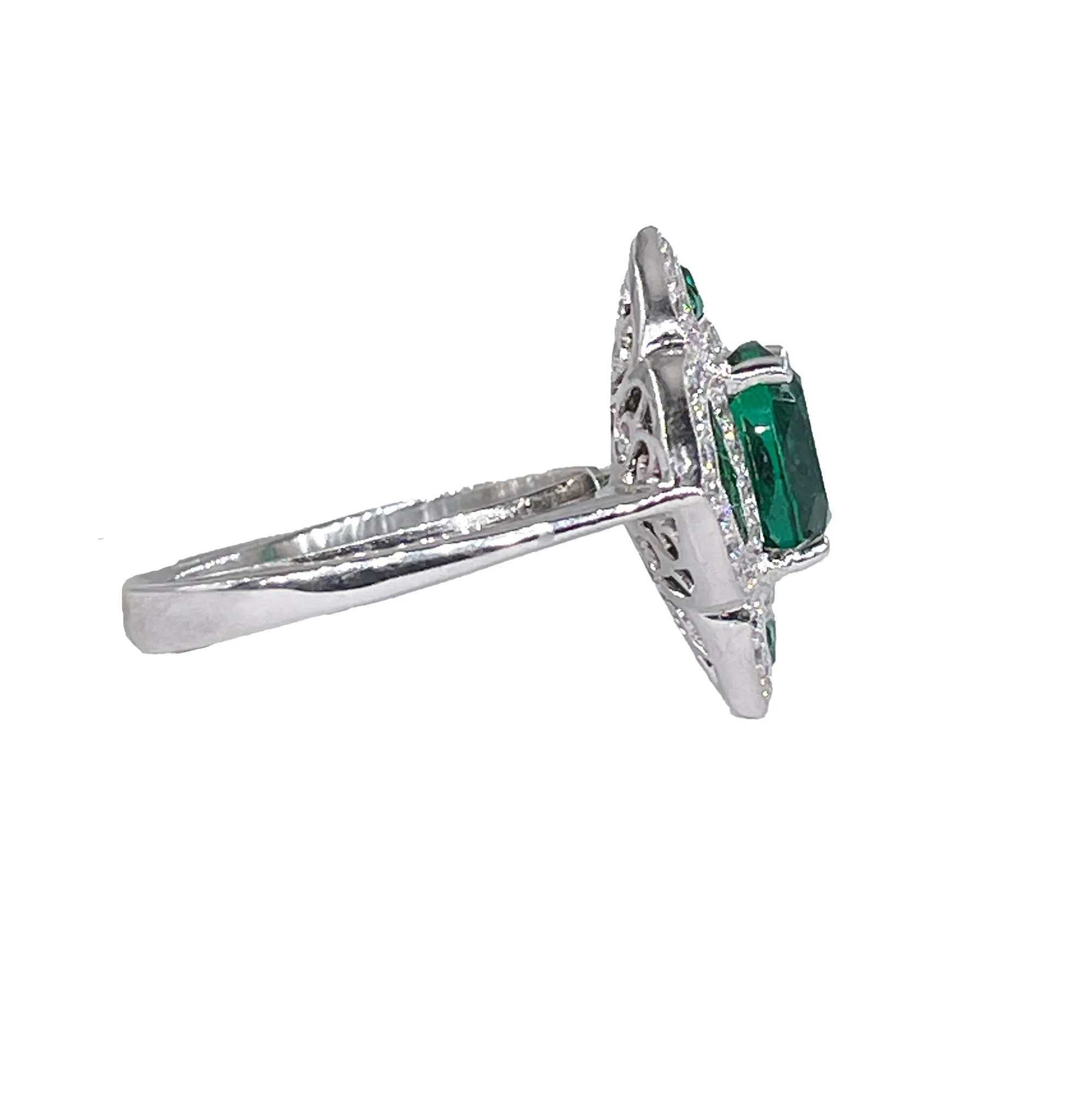 GIA Untreated No Oil 3.48ctw Emerald Diamond Platinum Estate Vintage Ring