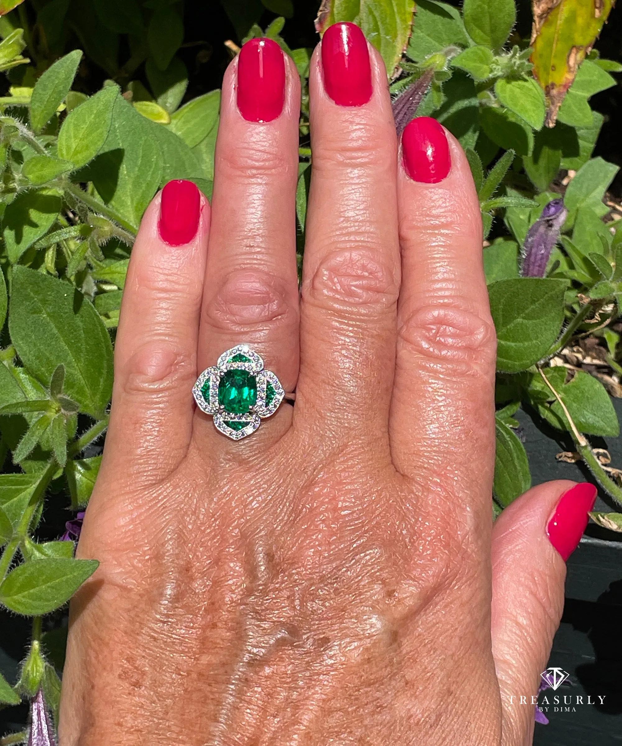 GIA Untreated No Oil 3.48ctw Emerald Diamond Platinum Estate Vintage Ring