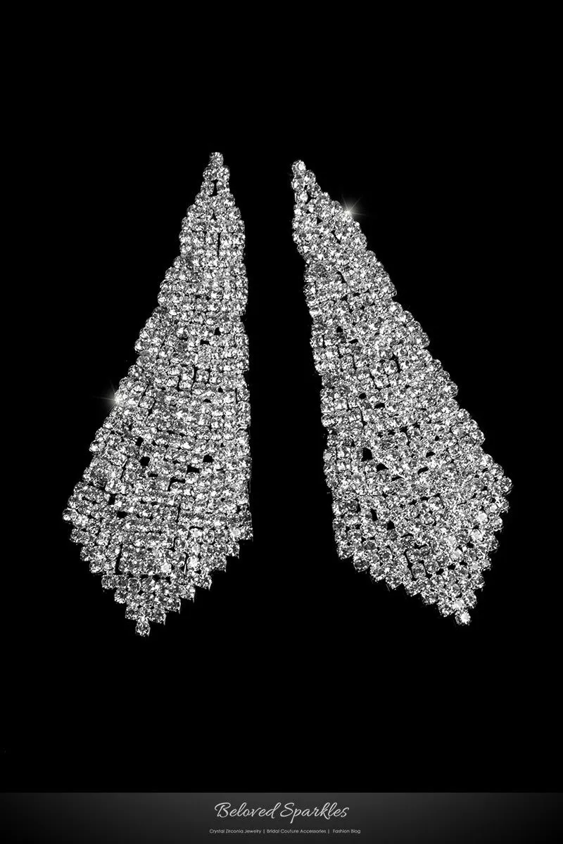 Glenna Cluster Long Chandelier Earrings | Crystal