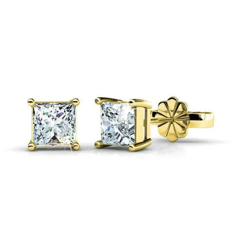 Glistening 0.80CT Round Cut Diamond Stud Earrings in 14KT Yellow Gold