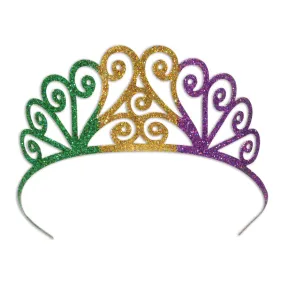 Glittered Metal Mardi Gras Tiara  Each