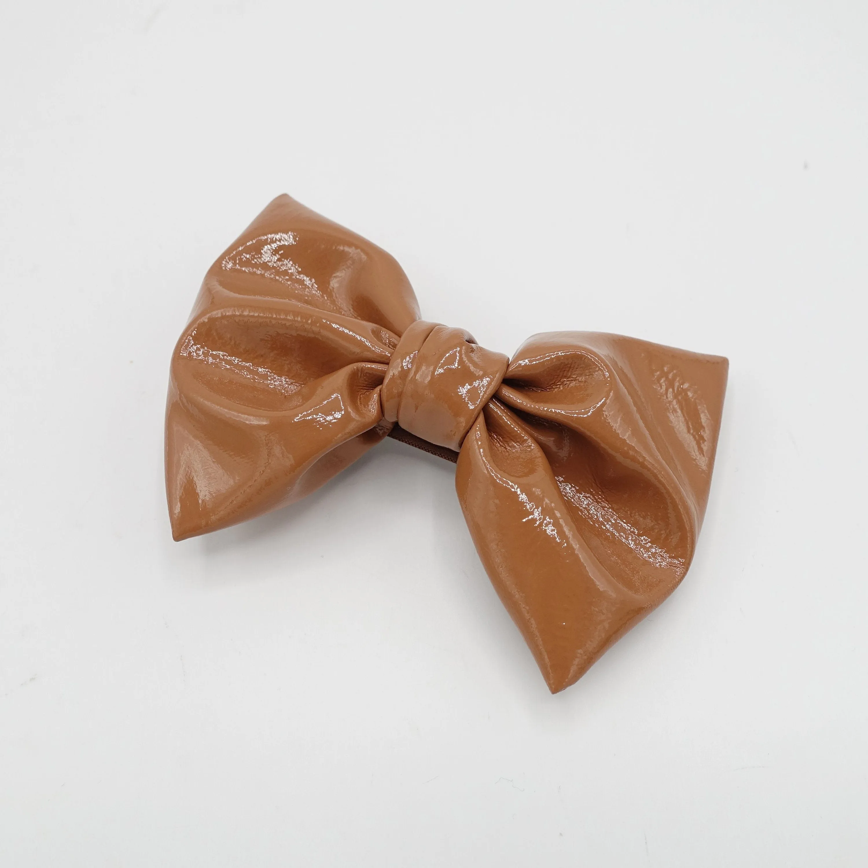 glossy patent leather hair bow barrette casual hair accessory for women