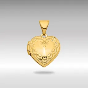 Gold 13mm Textured Heart Locket Pendant - Model XL759