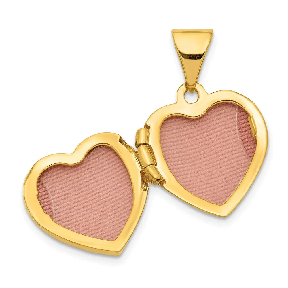 Gold 13mm Textured Heart Locket Pendant - Model XL759