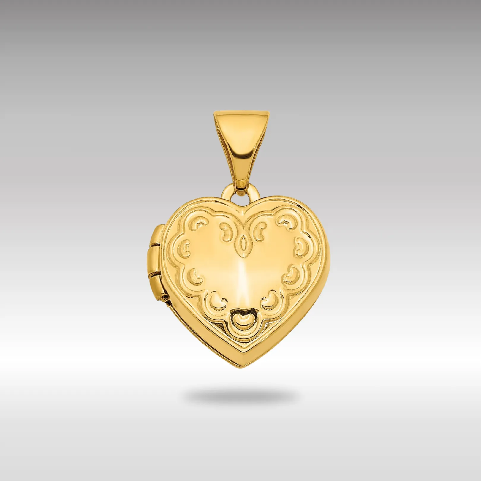 Gold 13mm Textured Heart Locket Pendant - Model XL759