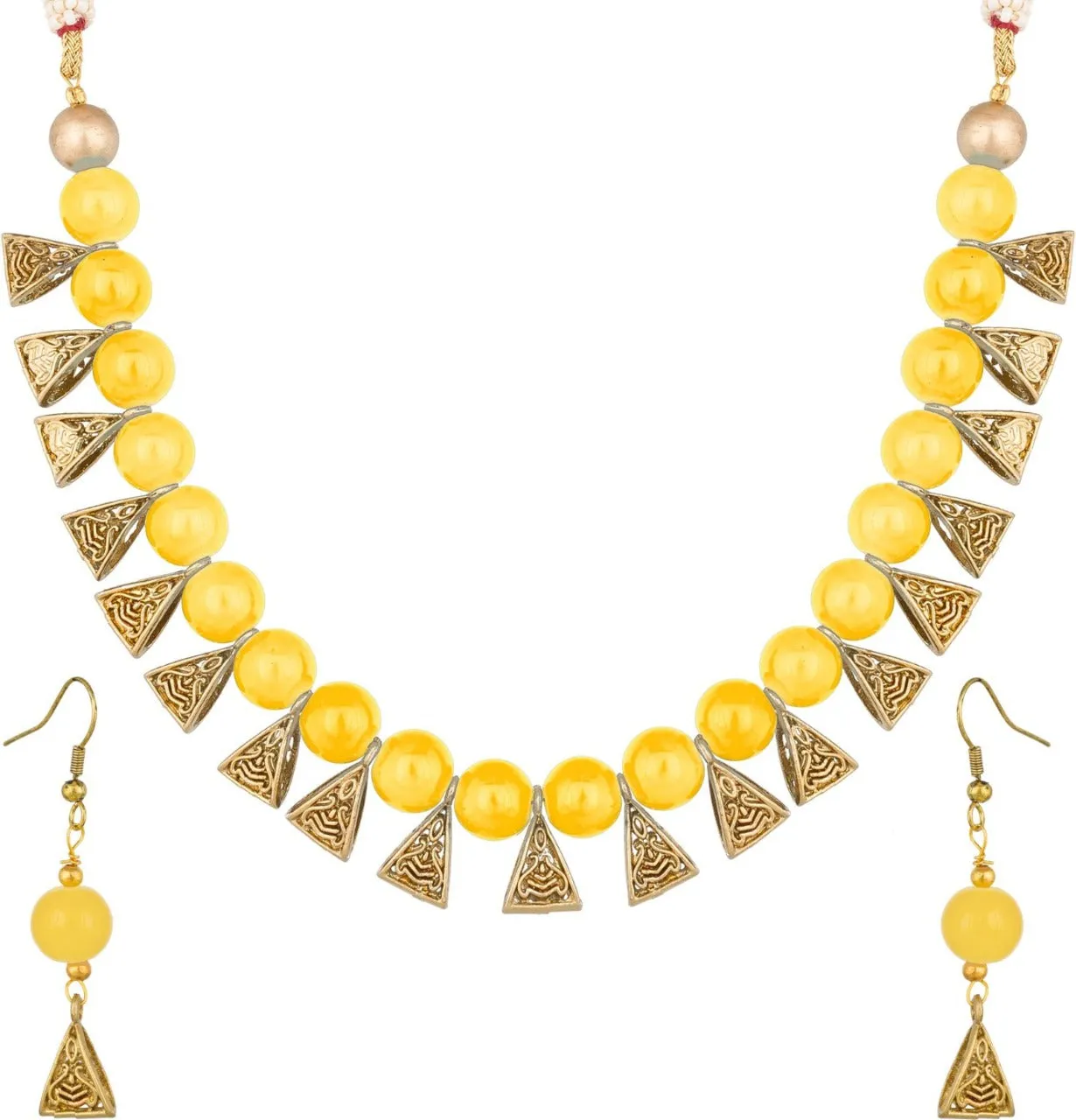 Gold Plated Fancy Plain Yellow Jewellery Set for Women & Girls