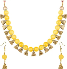 Gold Plated Fancy Plain Yellow Jewellery Set for Women & Girls