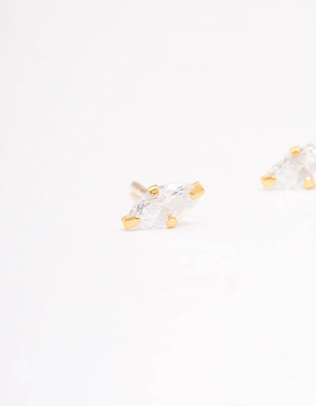 Gold Plated Sterling Silver Baby Marquise Stud Earrings