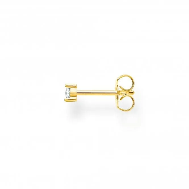 Gold Plated Zirconia White Single Ear Stud H2197-414-14