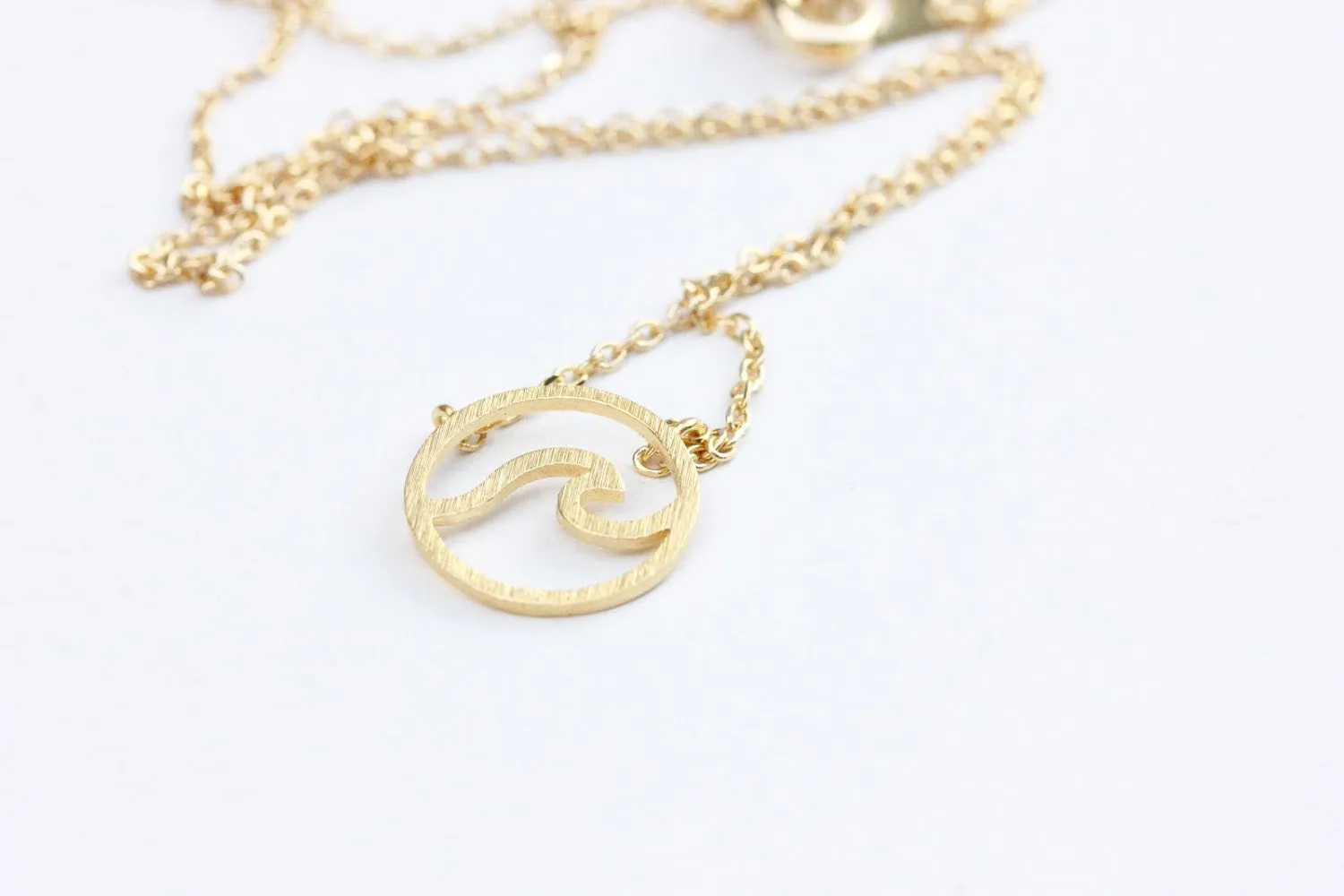 Gold Wave Charm Necklace