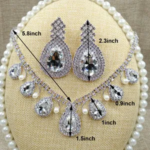 Gorgeous tall pageant brilliant rhinestone wedding crown/tiara, Necklace, Earrings bridal jewelry set