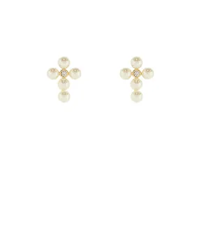 Gracie Pearl Cross Earrings