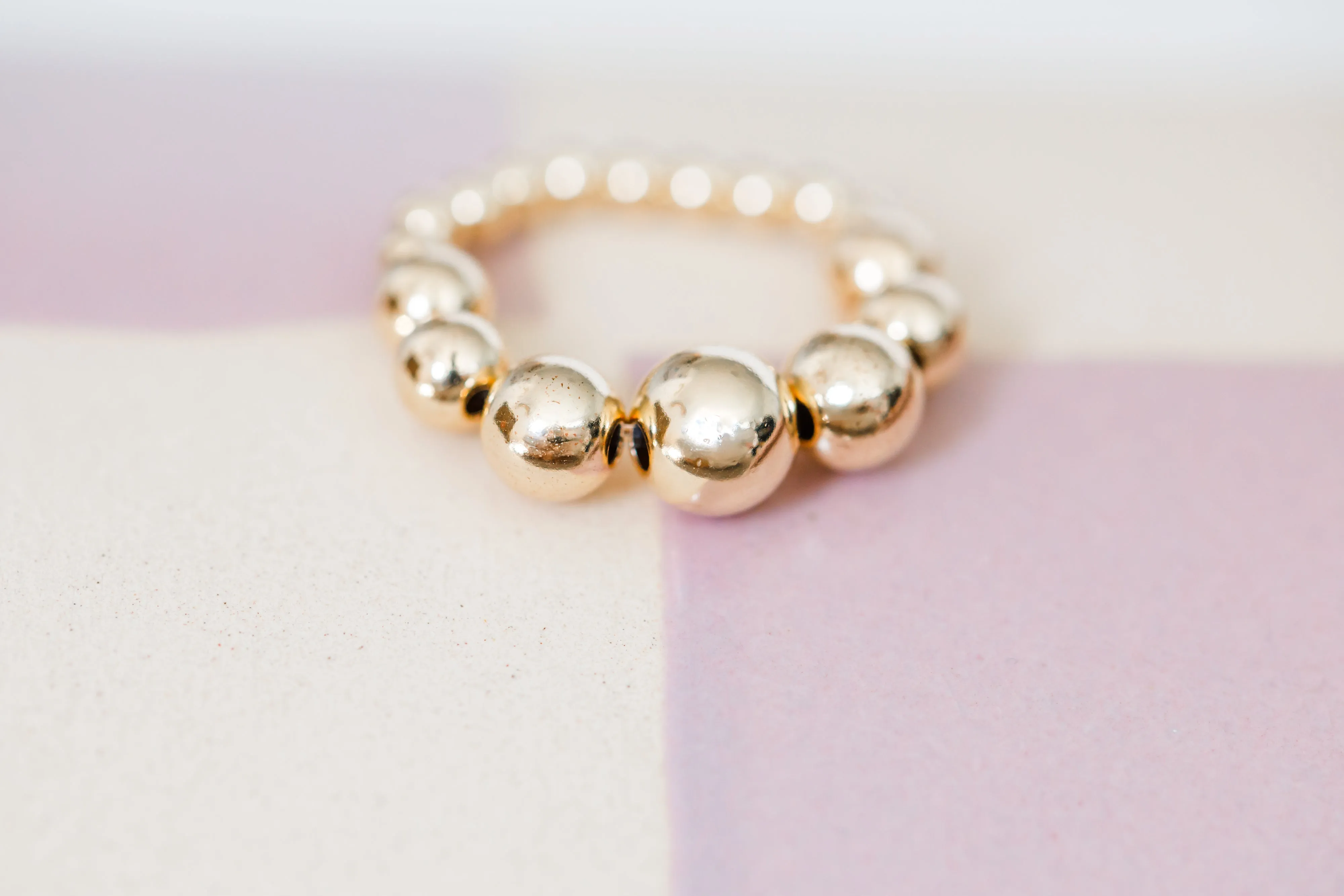 gradient bead ring {silver   gold }