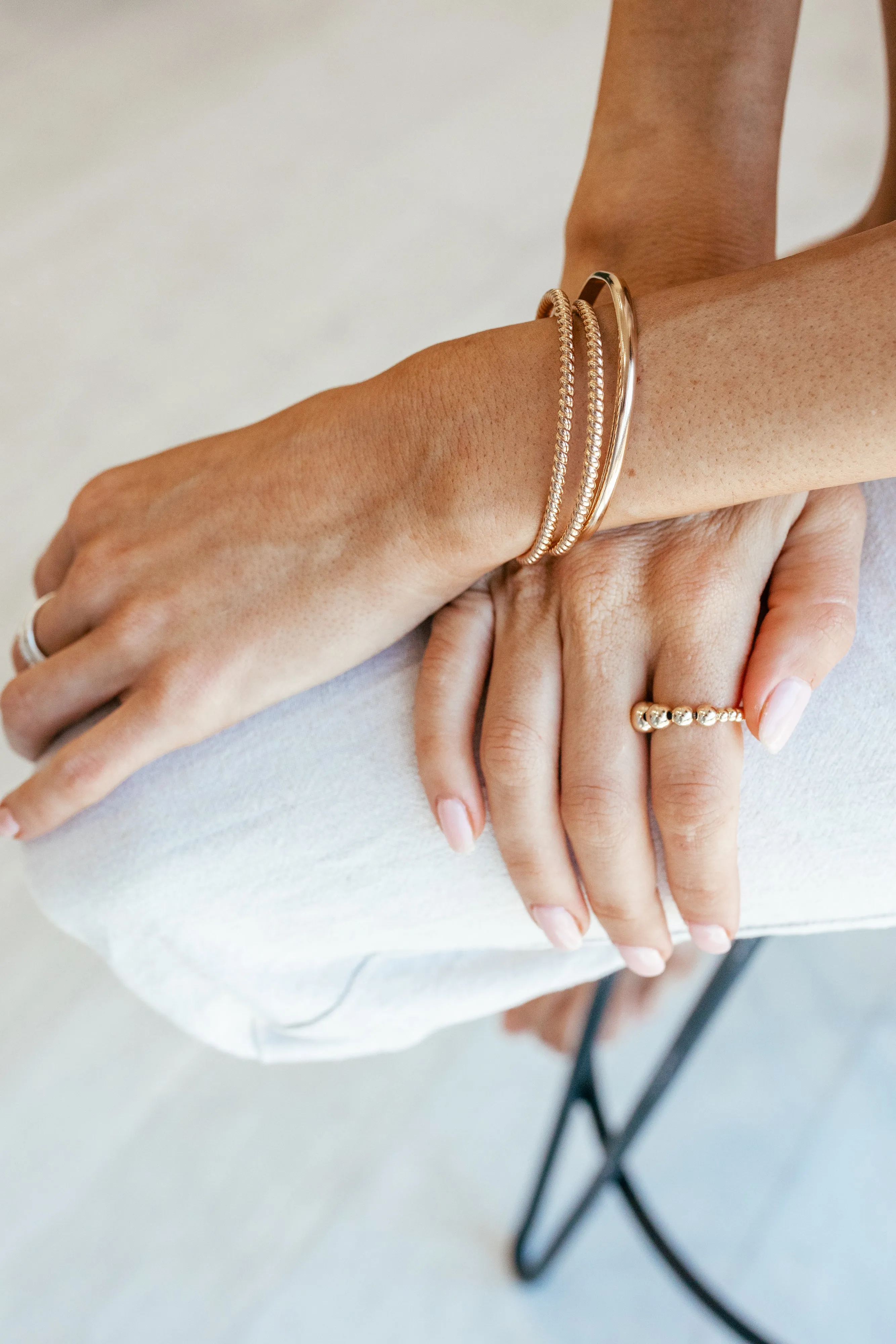 gradient bead ring {silver   gold }