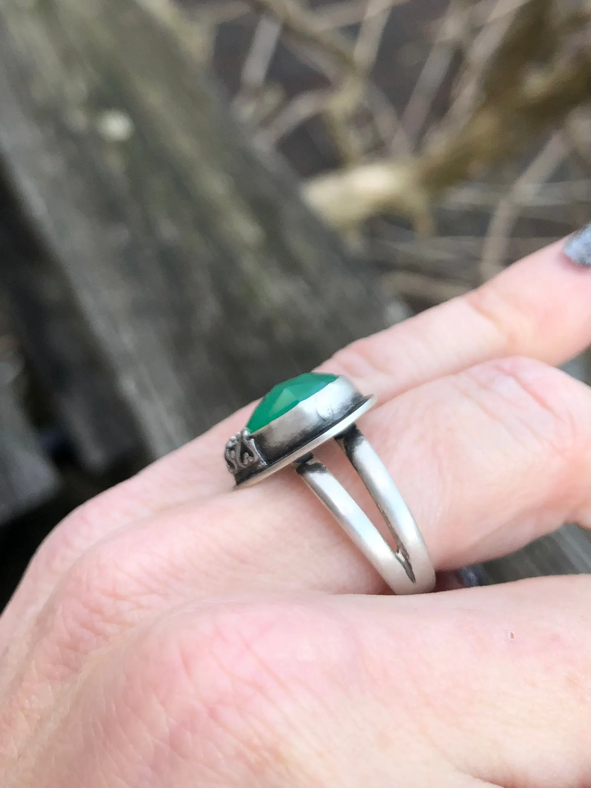 Green Chrysoprase Heart Ring