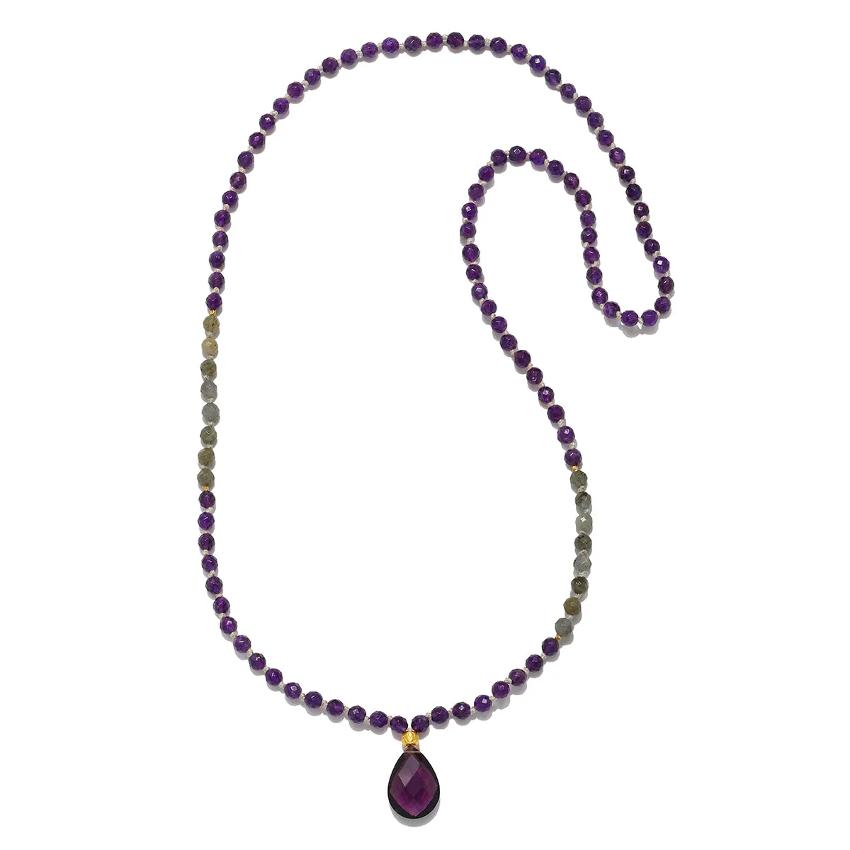 Guiding Spirituality Amethyst Gemstone Drop Mala