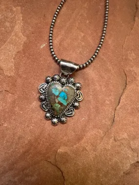 Handmade Sterling Silver & Royston Turquoise Heart Pendant