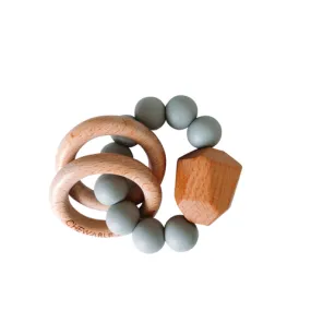 hayes silicone   wood teether ring - grey