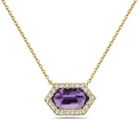 Hexagon Amethyst Halo Necklace