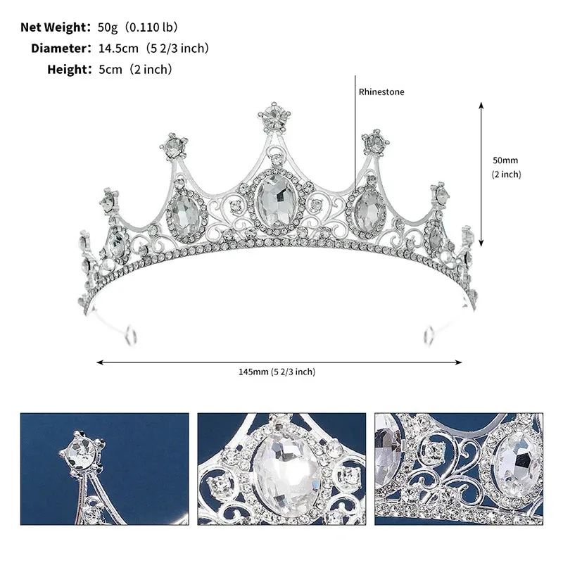 High Point Crystal Tiara Crown Bridal Hair Accessory