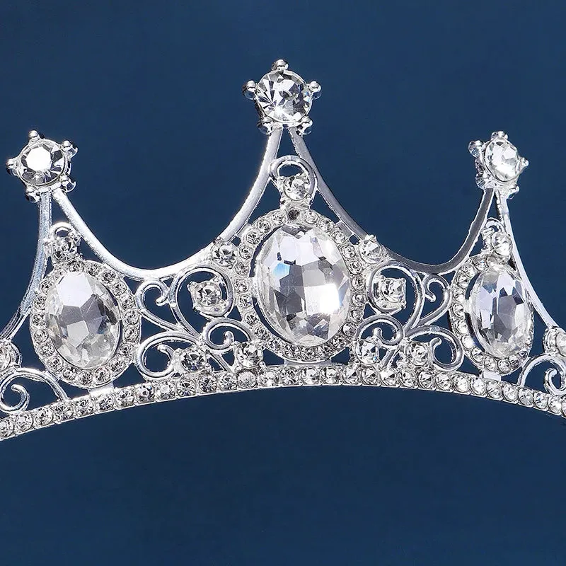 High Point Crystal Tiara Crown Bridal Hair Accessory