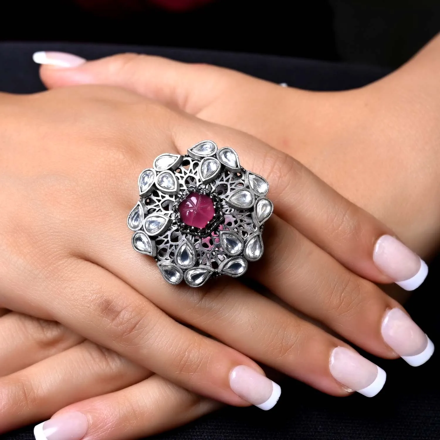 Indira Rose Pink Stone Boutique Ring