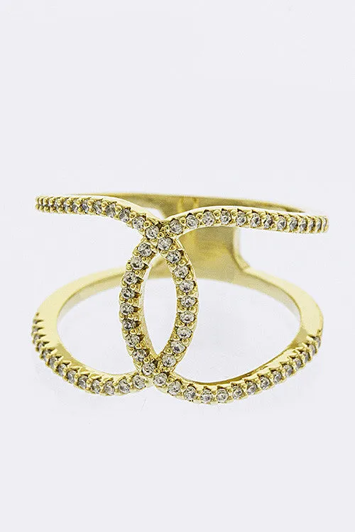 Interlocking Crystal Pave Ring