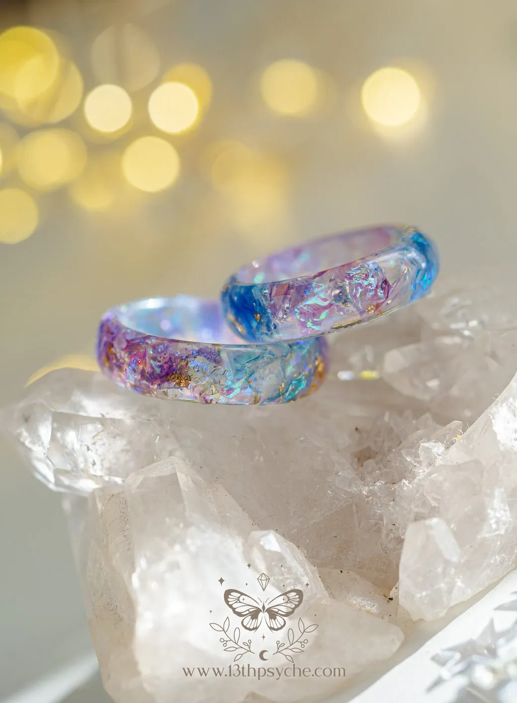 Iridescent Blue and purple resin ring