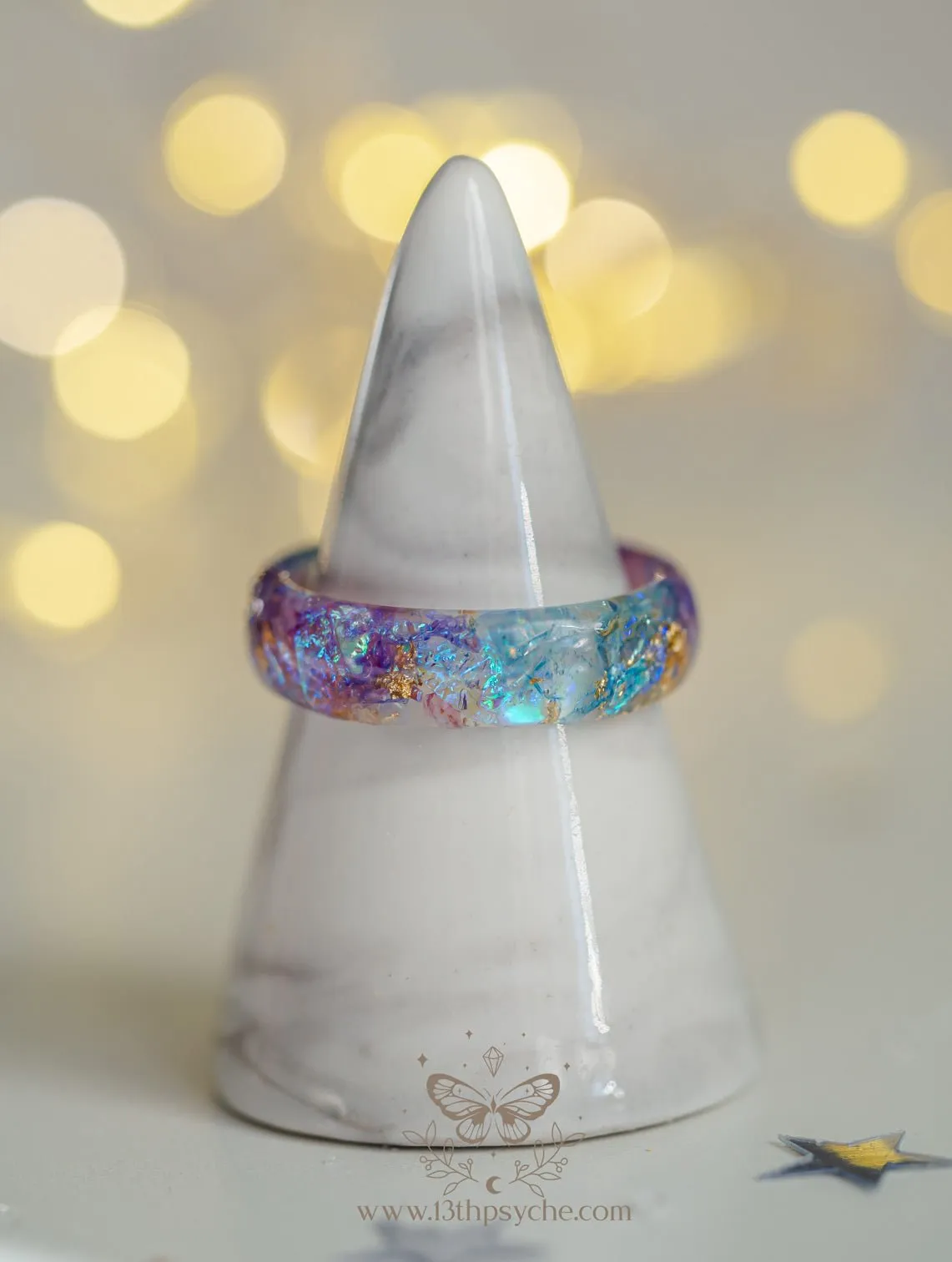 Iridescent Blue and purple resin ring