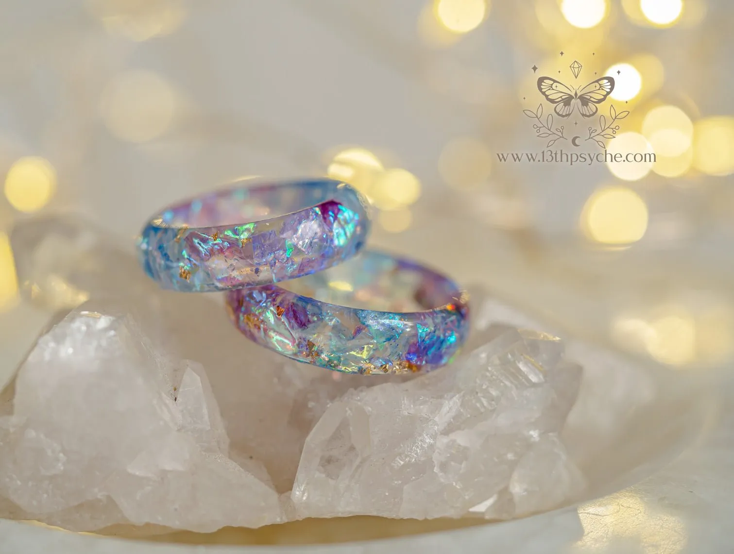 Iridescent Blue and purple resin ring