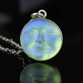 Iridescent Quartz Man In The Moon Pendant Necklace