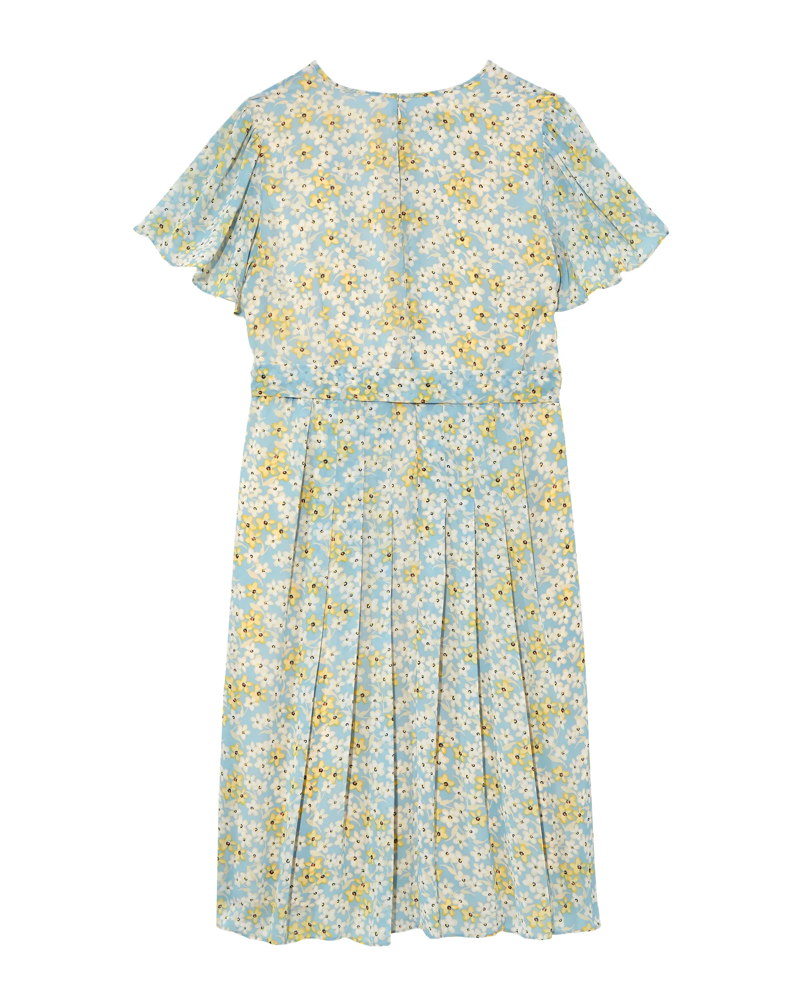 Irving Short Sleeve Pleated Dress | Light Blue / Yellow