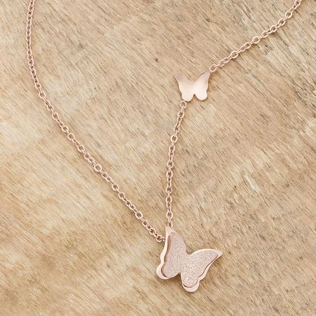 Jess Butterfly Rose Gold Necklace | Stainless Steel