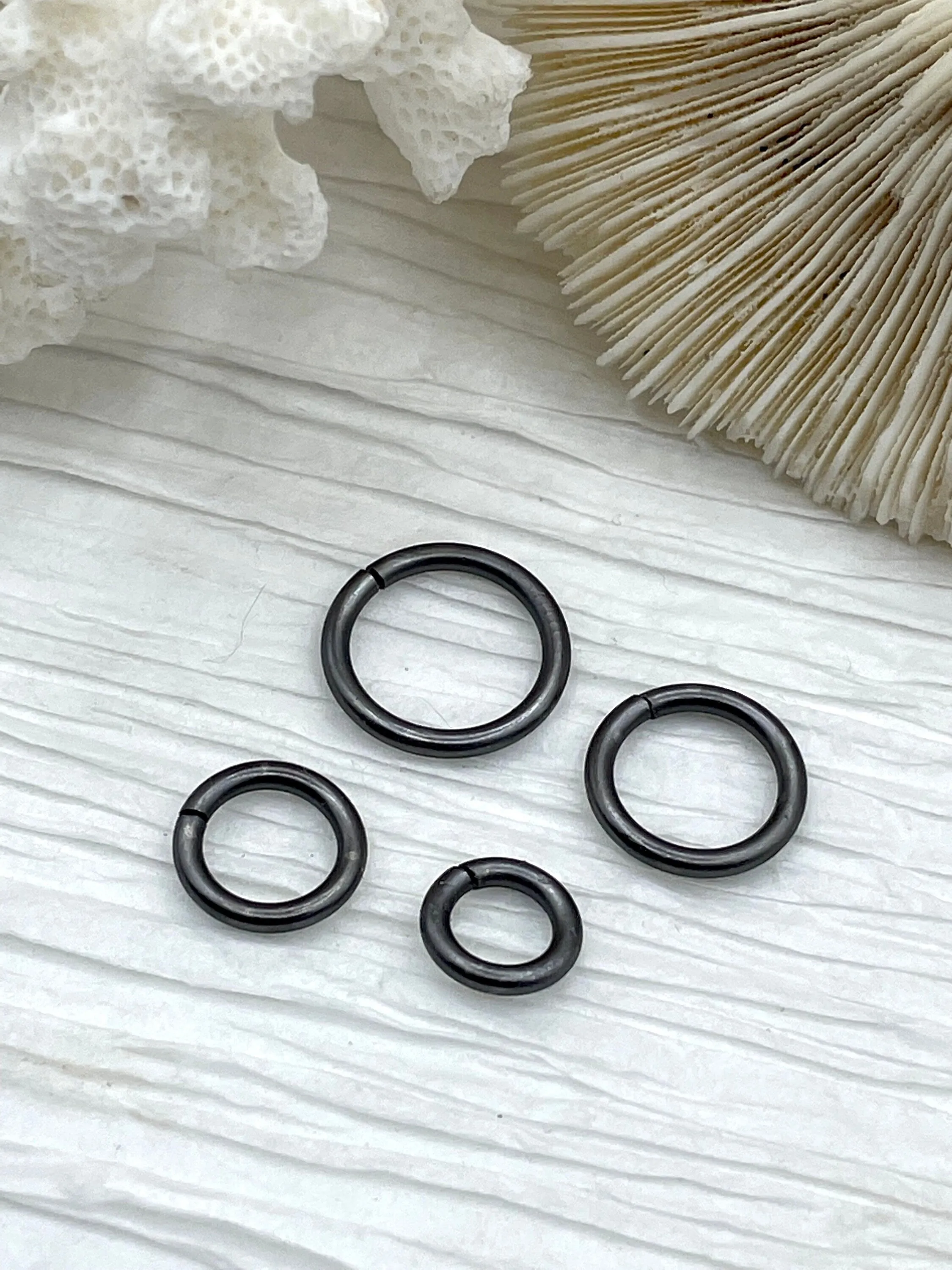 Jump Rings Matte Gunmetal, 4mm, 6mm, 8mm, 10mm, or 12mm, PK of 10, Brass Jump Rings, OPEN Ring, Heavy 15 GA (1.8mm) Jump Rings, Fast Ship