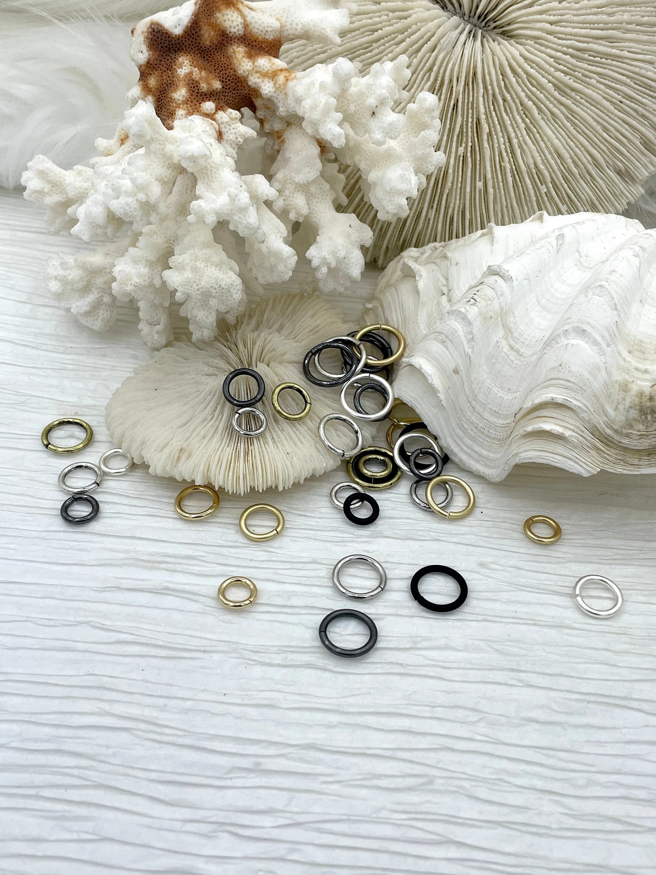 Jump Rings Matte Gunmetal, 4mm, 6mm, 8mm, 10mm, or 12mm, PK of 10, Brass Jump Rings, OPEN Ring, Heavy 15 GA (1.8mm) Jump Rings, Fast Ship